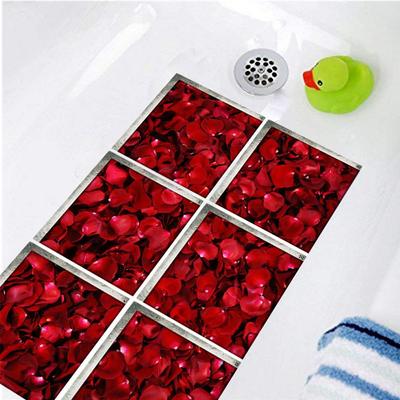 6PCS Petal Pattern Bathtub Sticker Non-slip Waterproof 3D Effect Self-adhesive Bathroom Decal PVC Removable Decorative Mural