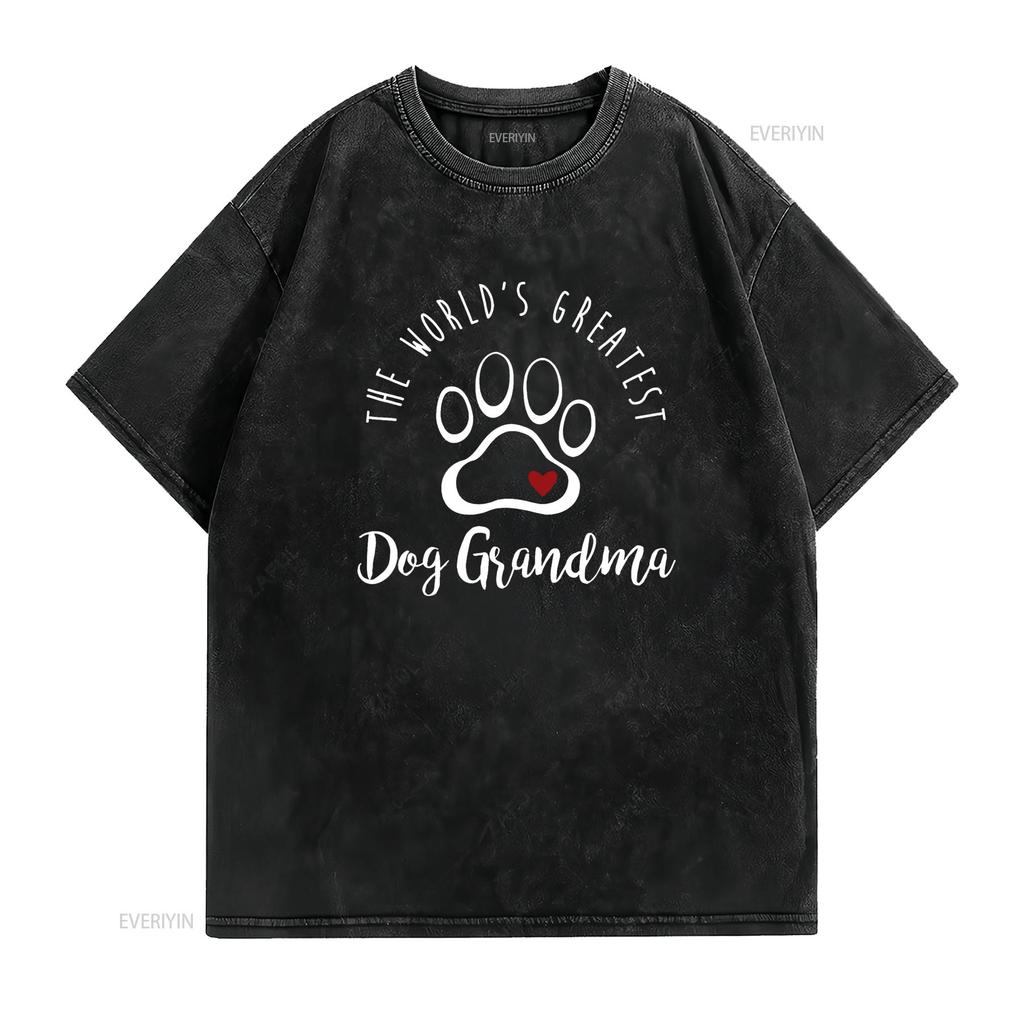 The Worlds Greatest Dog Grandma Pet Love Fur T Shirt Vintage Washed Versatile Unisex Homme Stylish Slightly Fashion Breathable