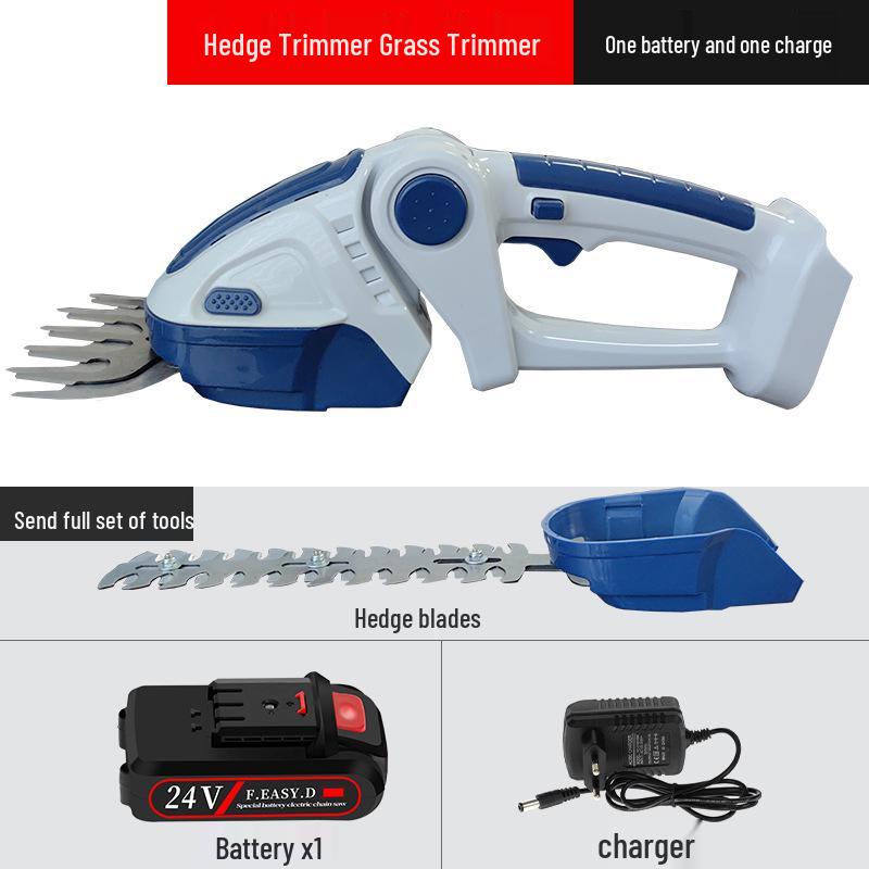 Rechargeable Dual-Purpose Electric Hedge Trimmer and Pruner - One-Handed Lawn & Garden Tool