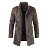 Spring And Autumn New Men'S Stand Up Collar Zipper Casual Leather Jacket Men'S Strap Fashion Coat