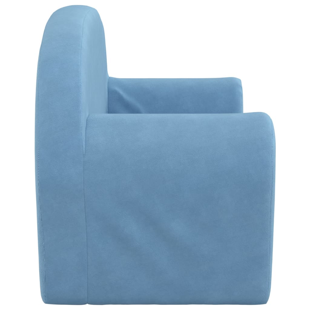 Vidaxl 2-Os. Sofa For Children, Fold-out, Blue, Soft Plush