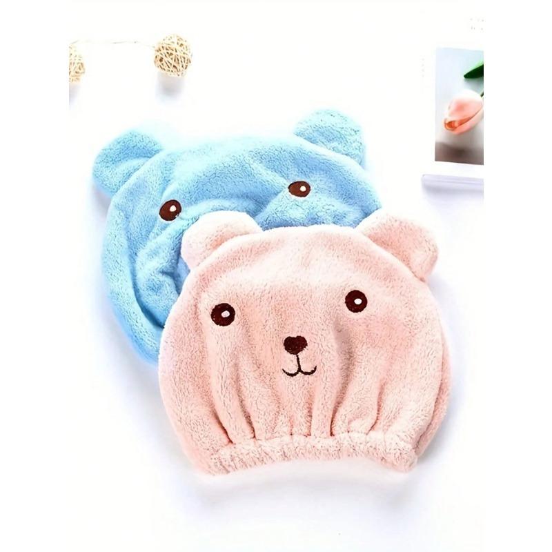 1pc Cartoon Hair Drying Cap, Thick Absorbent Bath Towel Hair Wrap