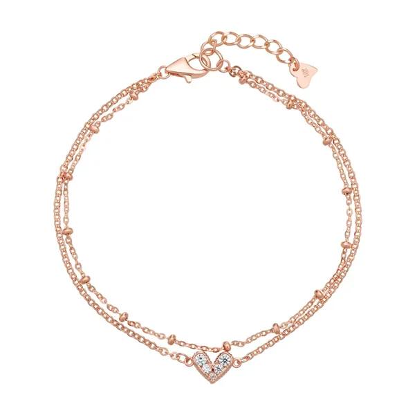 14K Bracelet Gold Bracelet Heart Double-Strand Ball Chain