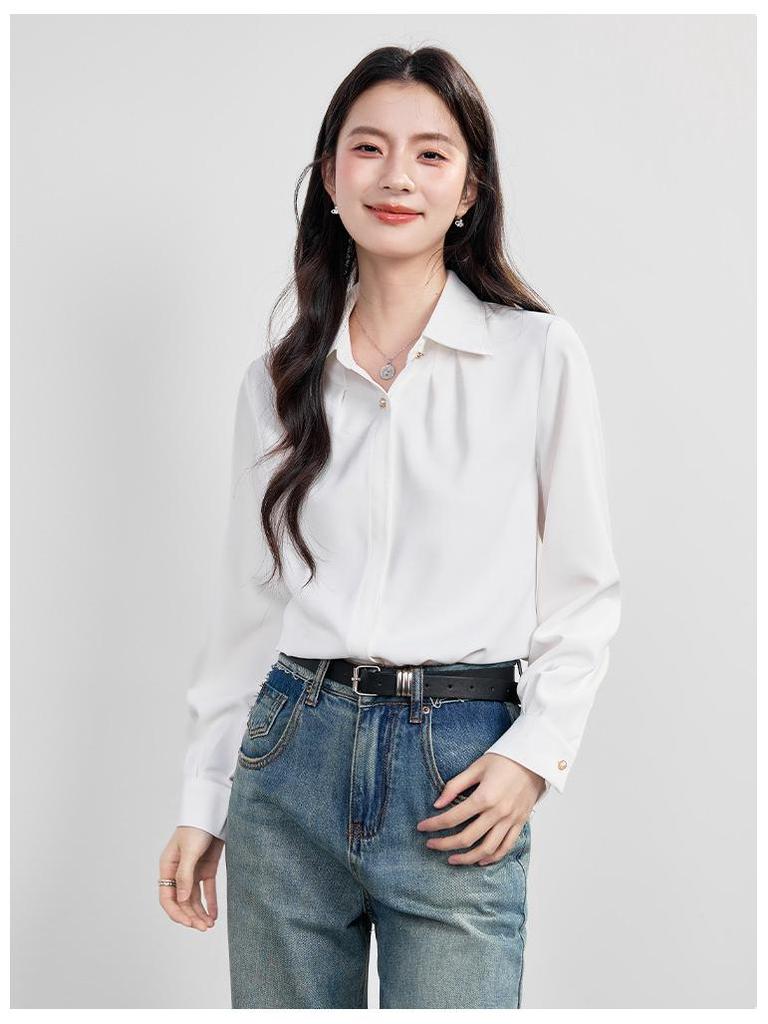 Women's French High-End White Shirt - 2026 Spring/Autumn Professional Formal Wear