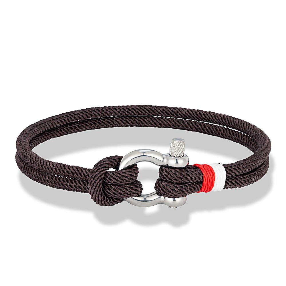 Navy Blue Braided Rope Bracelet Stainless Steel Mini Horseshoe Shackle with Screws Bracelets for Men Women Couple Jewelry
