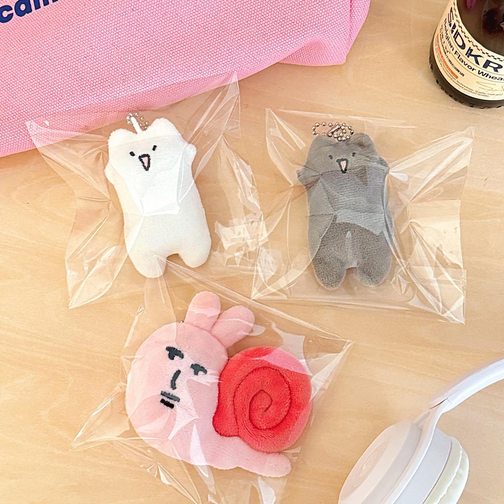 2 Pcs Tricky Cat Pink Rabbit Snail Doll Pendant Creative Plush Doll Keychain Pendant Couple Gift