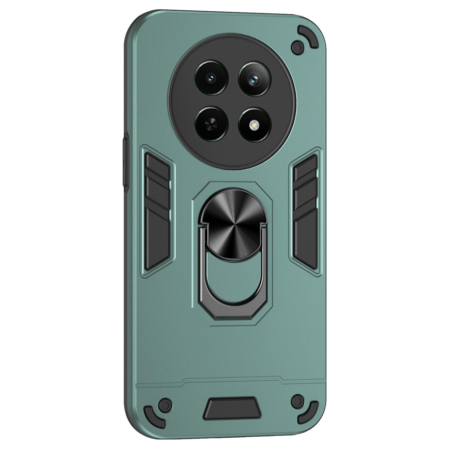 

Для Realme 12 5G чехол PC+TPU противоударный защитный чехол для телефона вращающаяся подставка Green