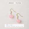 Natural Pink Crystal Earrings Cute Original Handmade Earrings Retro Chinese Simple Versatile Light Luxury Earrings