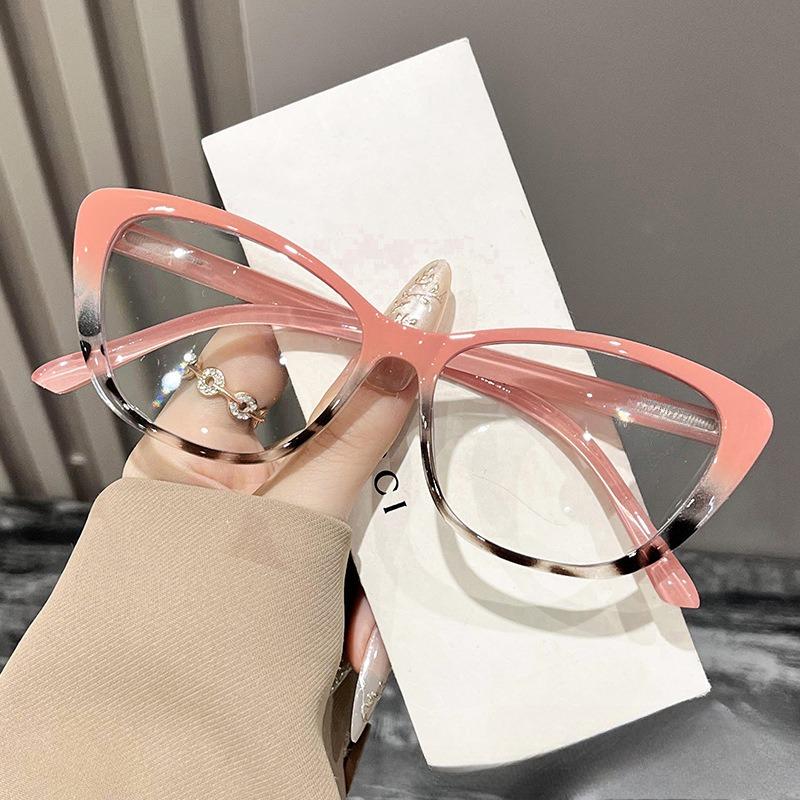 

Модные трендовые очки «кошачий глаз» с пружинными дужками, защищающие от синего света, мужские и женские, полнокадровые очки для дальнозоркости высокой четкости +400 degrees розовый