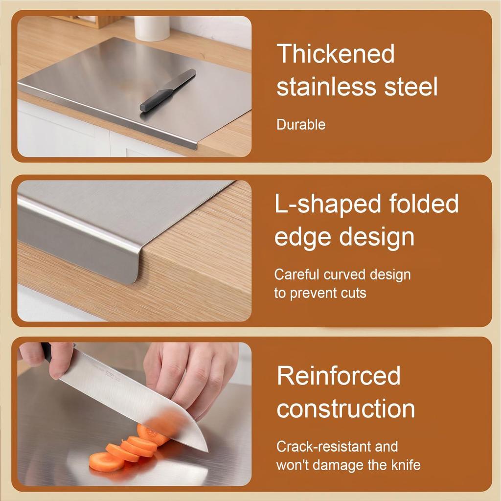 Stainless Steel Kitchen Cutting Board Non-Slip Easy Clean Metal Cutting Board For Home Restaurant Counter Meal Prep Food Meat