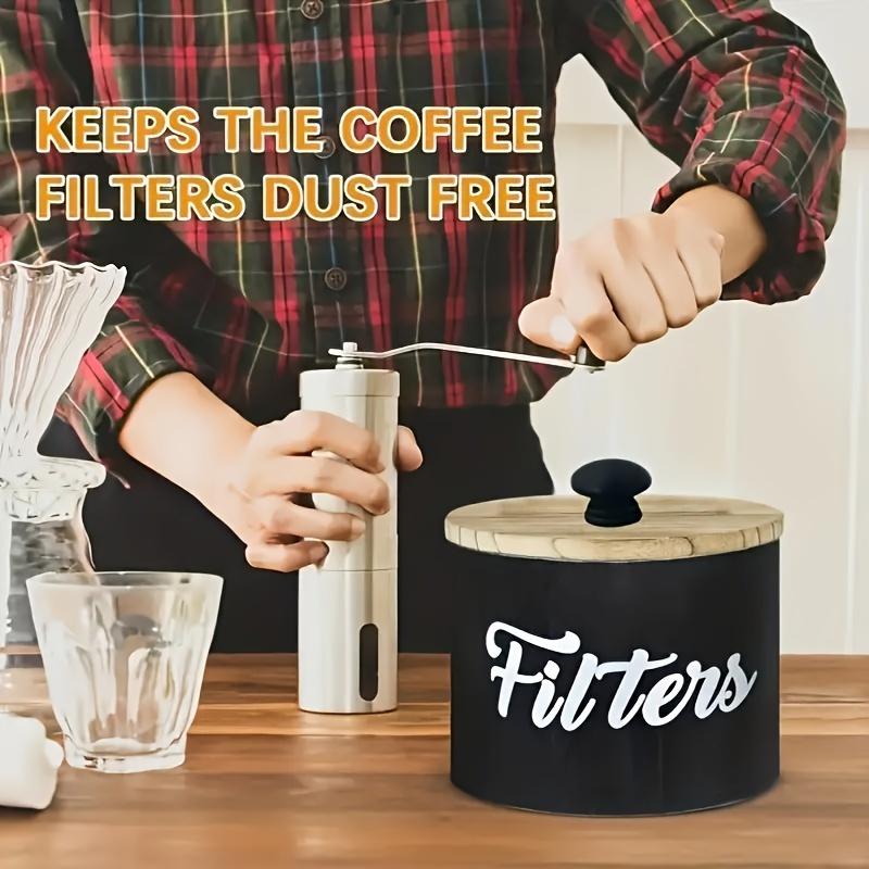 Coffee Filter Holder Farmhouse White Filter Storage Container Basket for Counter Coffee Bar Accessories Coffee Station