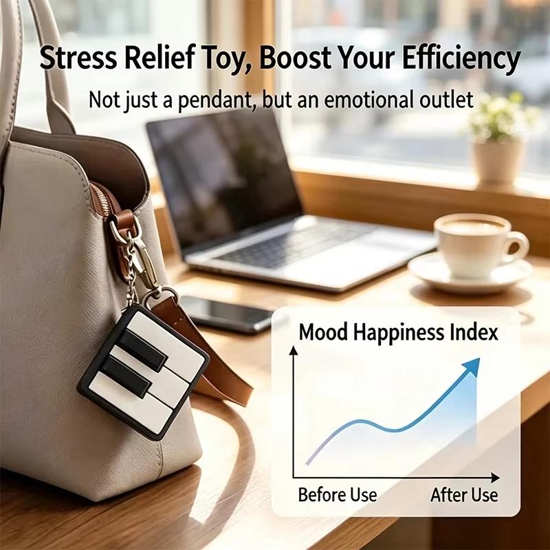 1Pcs Sensory Stress Relief Keychain 3D Printed Mini Piano Keyboard Clicker Fidget Toy Office Desktop Decor Souvenir Gift