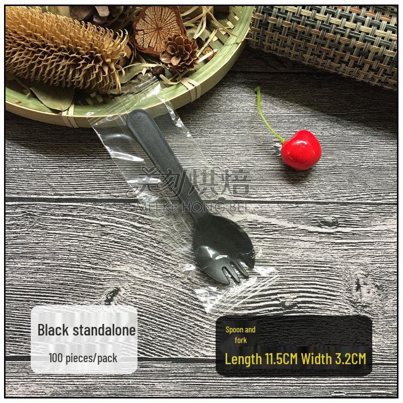 ZISIZ Disposable Plastic Integrated Cake Fork Spoon