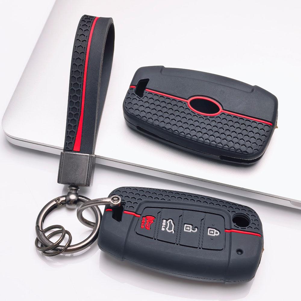 Silicone Car Key Fob Cover Compatible with Kia Optima Sorento Sportage Forte Soul Rio for Hyundai, Fits Hyundai Sorento Sportage Rio Elantra Tucson