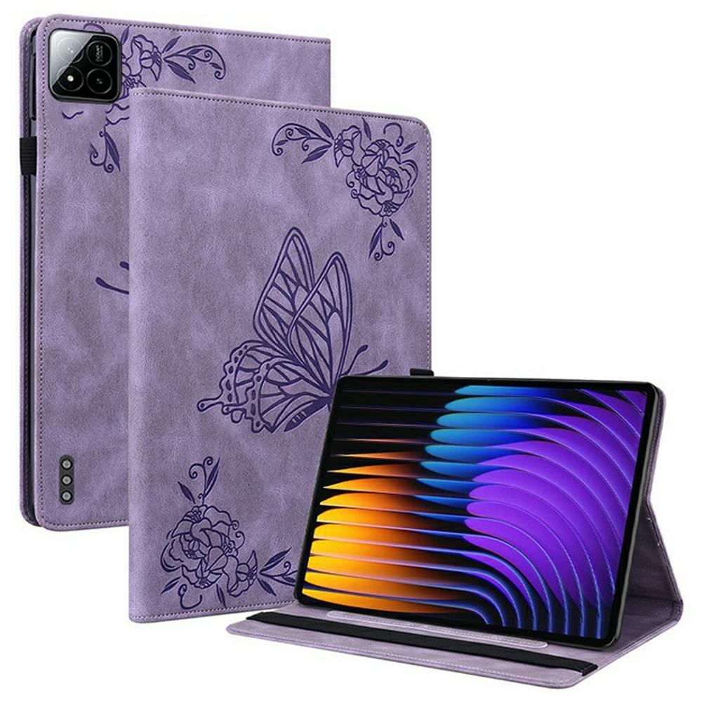 For Xiaomi Poco Pad X1/Pad 8 Pro/Pad 8/Pad 7 Pro/Pad 7 Case Butterfly Flower Imprint PU Leather Tablet Cover with Card Slots