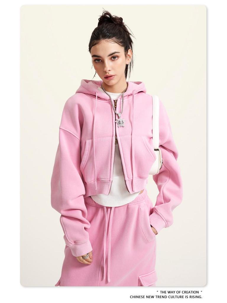 BE Women's 2024 Autumn/Winter Fashion: Hot Girl Washed Cardigan Suit & Short Sports Sweater Dress.
