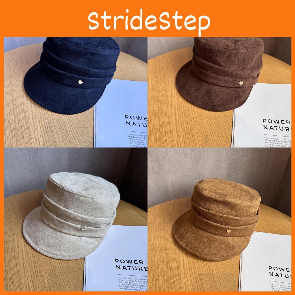 Women Solid Fashion Color Suede Flat Top Hat For Autumn And Wearing Winter