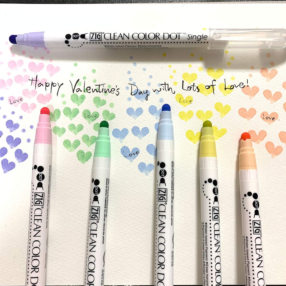 Kuretake ZIG Clean Color Dot Markers, Gentle 6-Color Set, AP Certified, Ideal for Marking Planners/Diaries, Photocopyable, Acid-Free, Lightfast, Odorl