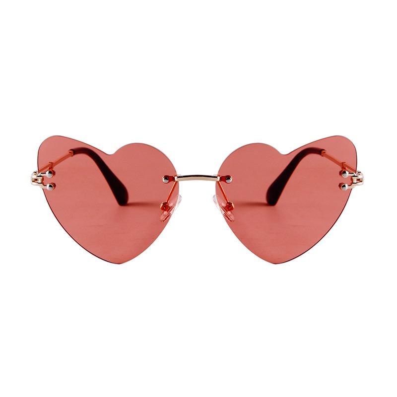 Fashion Red Heart Festival Sunglasses for Women Men Brand Designer Trendy Cat Eye Love Sun Glasses Rimless Party Shades S7268Q