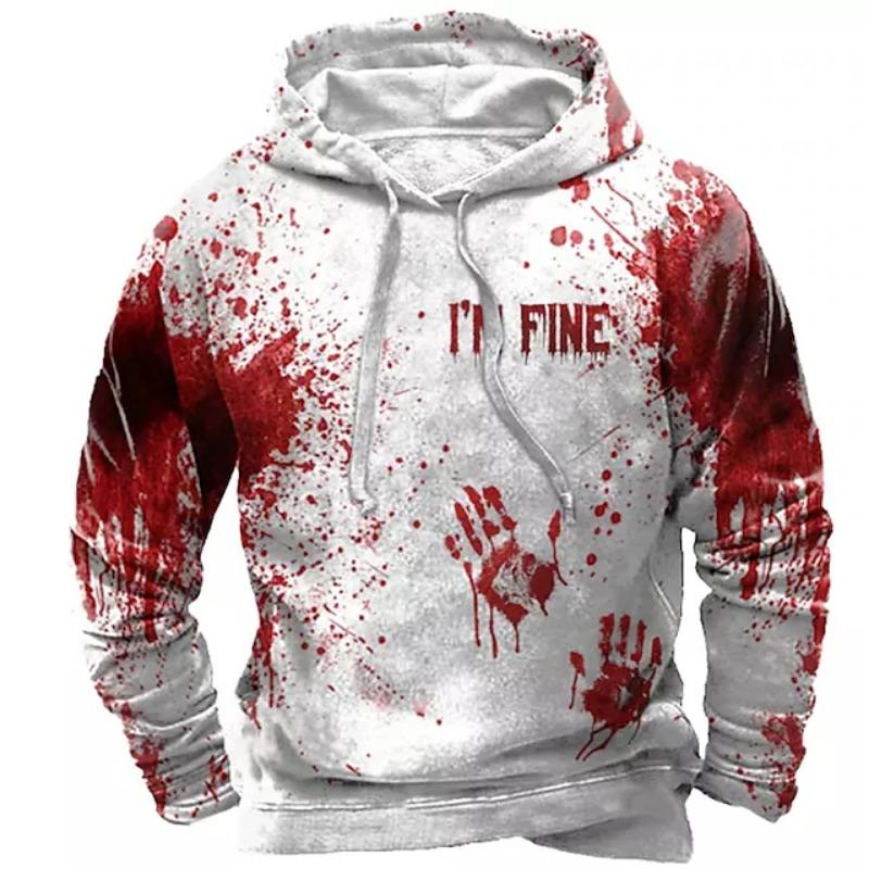 New Blood Printed Unisex Hoodies I'M FINE Print 3D Pattern Hooded Pullover Sweatshirt Fashion Hoodie Streetwear Long Sleeve Tops