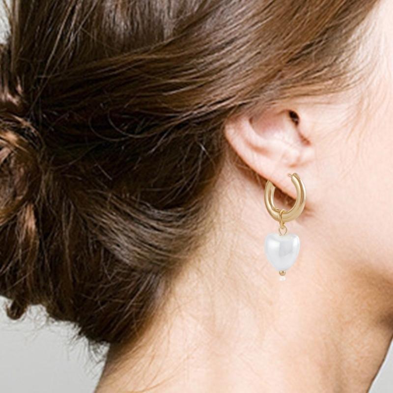 Heart Shaped Tassels Earrings Asymmetric Ear Buckles for Women Girls Fashion Party Wear Jewelry Wedding Accessories