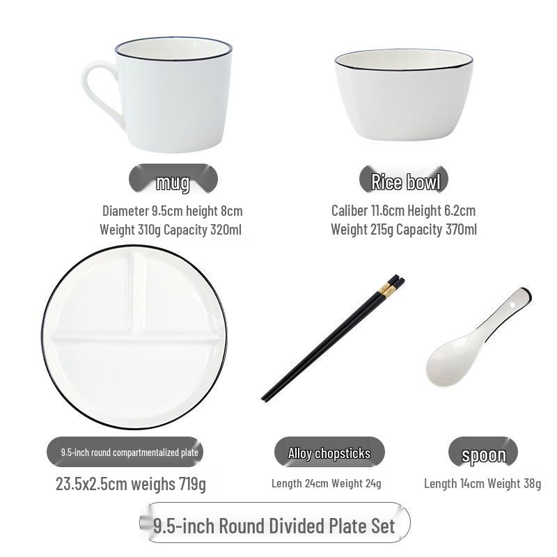 Portion Control Ceramic Plate: Round 3-Compartment, Square 5-Compartment for Diet & Kids' Meals