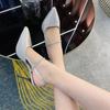 Shiny High Heels Slingback Silver Women Pumps Metallic Crystal Sandals Pointy Toe Stiletto Heeled Shoes Party Dress Zapatos