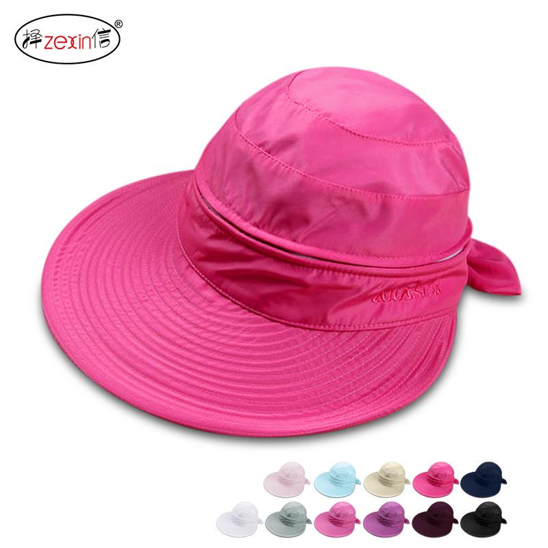 2025 Women's Summer Sun Hat Wide Brim Korean Fashion Lightweight Breathable Open Top Outdoor UV Protection Cap
