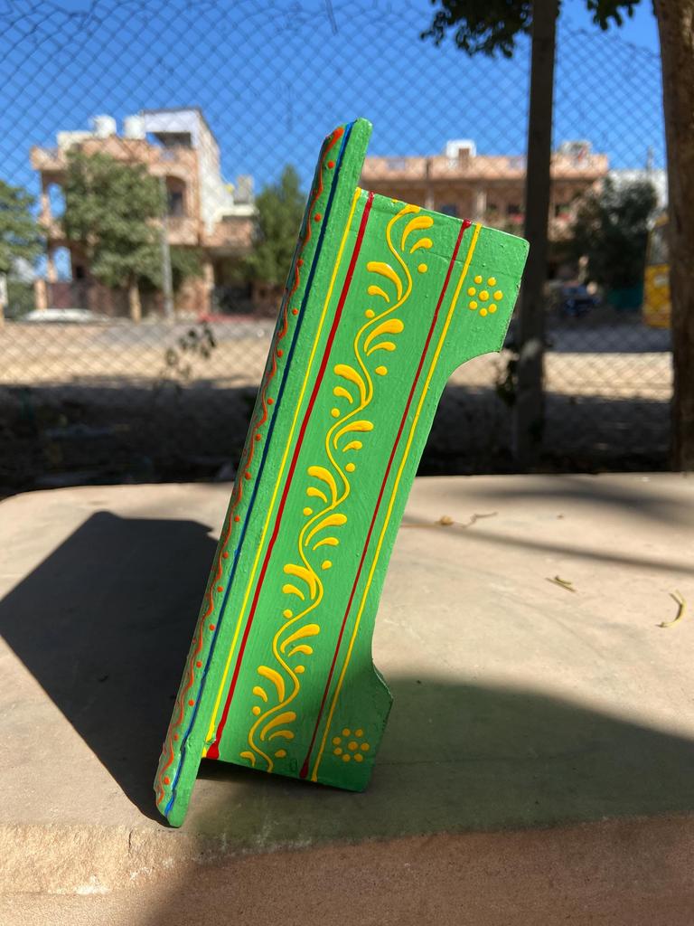 Embossed Painted Wooden Chowki Bajot: Indian Home Decor Table