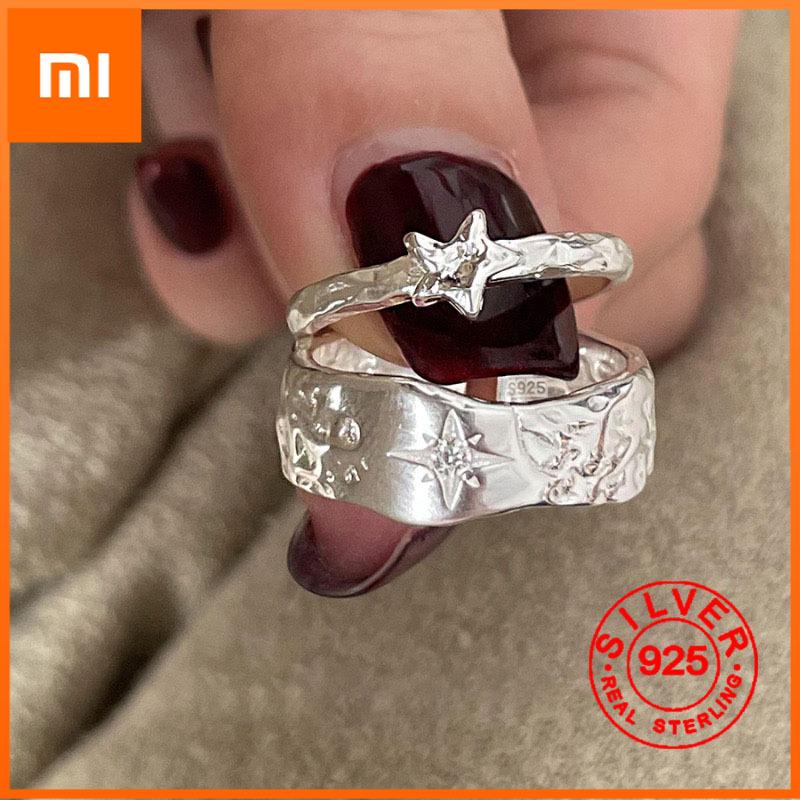 Xiaomi BF CLUB Silver Color Star Rings for Women men Fashion Geometric Handmade Irregular Vintage Ring Party Christmas Gift