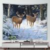 Winter Cedar Wild Elk Animal Print Pattern Home Dormitory Study Room Living Room Wall Decor Background Cloth Tapestry