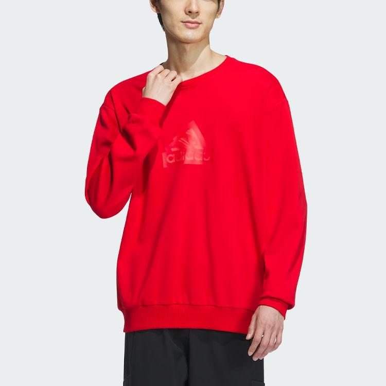 Adidas FW23 Year Of The Dragon CNY Series Embroidered Logo Crew Neck Sweatshirt Men Tops Light-Crimson IT3990