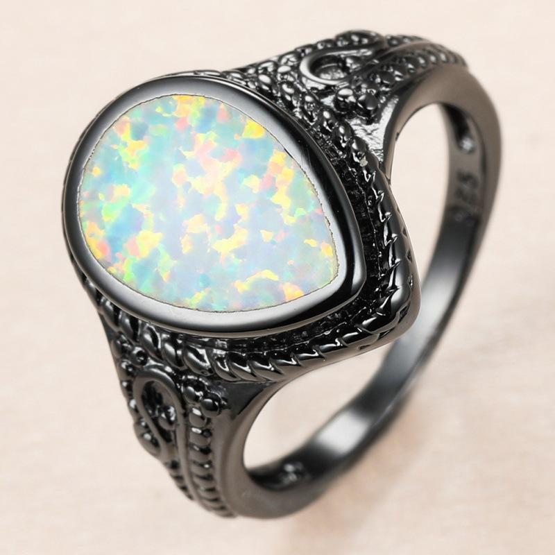 

Personality fashion OL black gold, white water drop ring No. 10