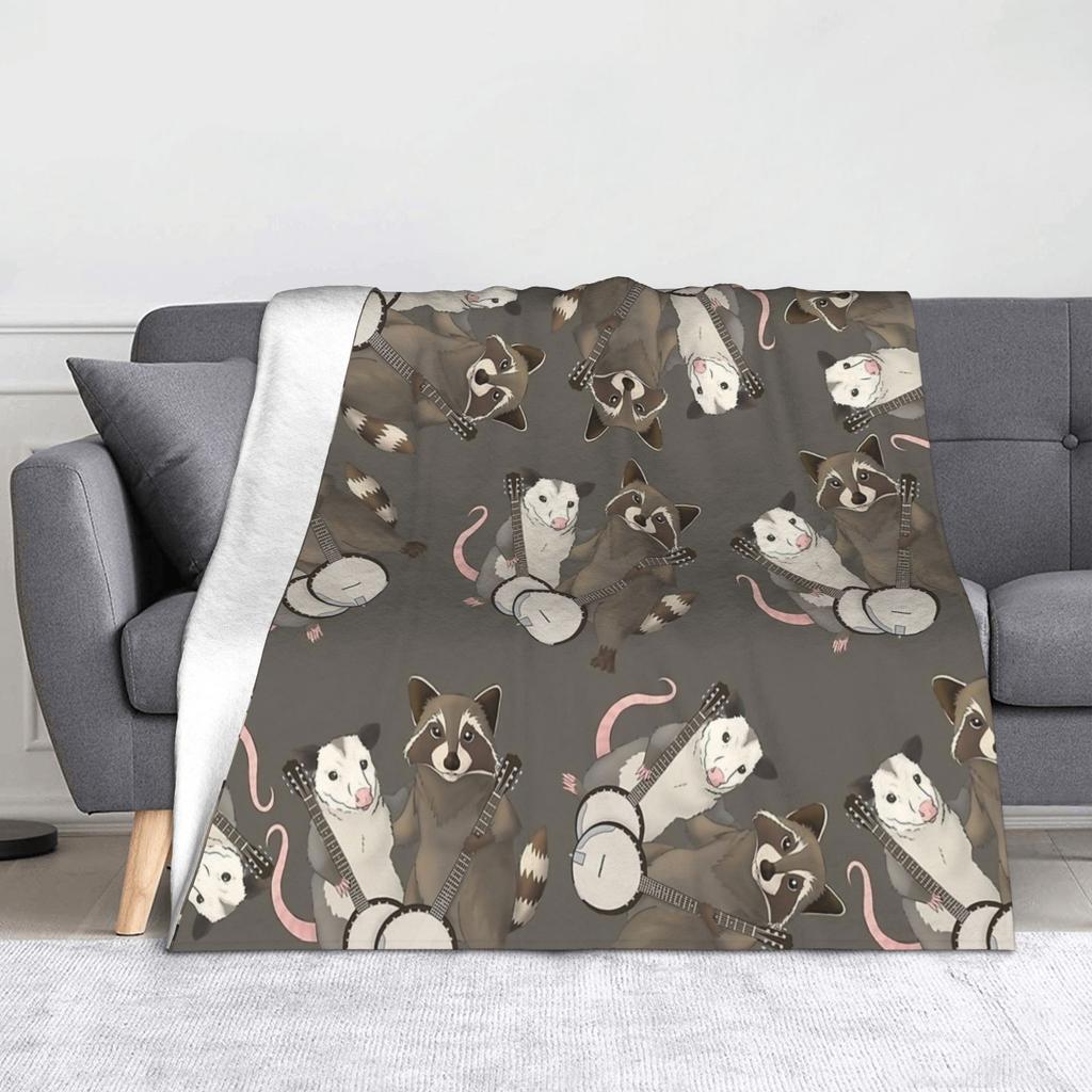 Starry Night Opossum Van Gogh Possum Funny Rodent Blankets Breathable Soft Throw Blanket for Bed Outdoor Plush Thin Quilt