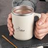 WORTHBUY Double Wall Thermal Insulated Coffee Cup Mug Office Drinking Cup Heat-resistant Leak-proof Water Cup With Handle&Lid