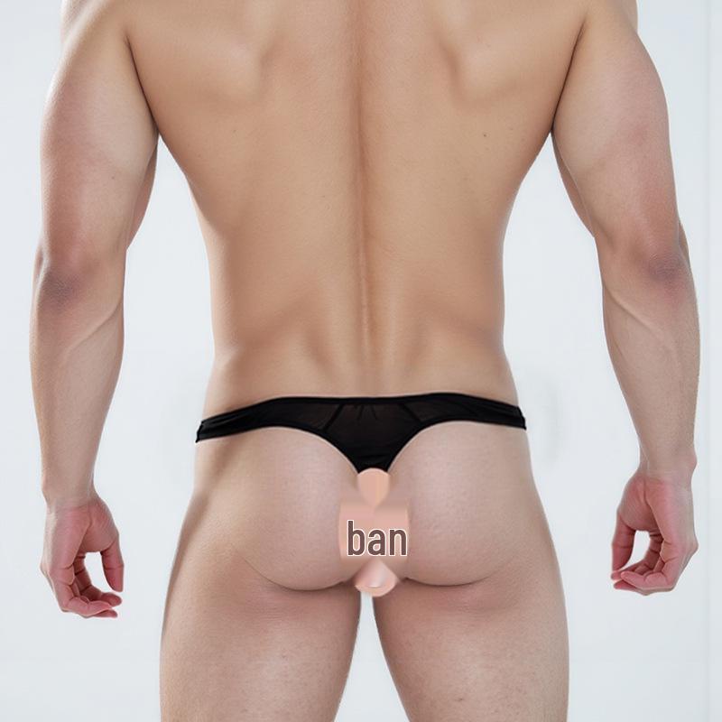 Ultra tenké prodyšné síťované pánské erotické T-back slipy s nízkým pasem
