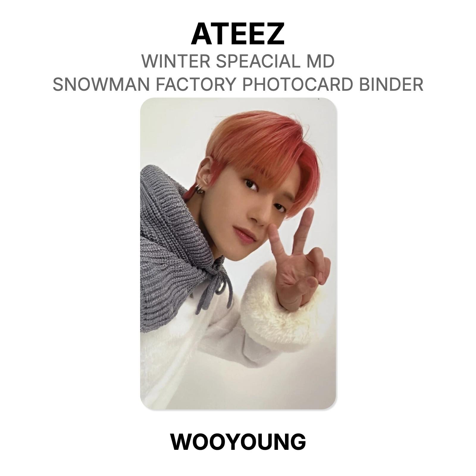 ATEEZ ЗИМНИЙ СПЕЦИАЛЬНЫЙ MD : ФАБРИКА СНЕГОВИКОВ БИНДЕР ДЛЯ ФОТОКАРТОЧЕК Официальная Фотокарточка WOOYOUNG