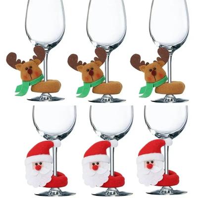 Christmas Wine Glass Decoration Happy New Year Santa Claus Party Decorations For Home Table Decor Bar Supplies Home Decore