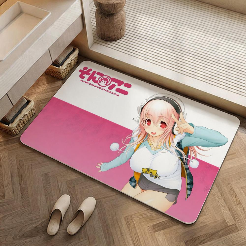 Character S-Super Sonico Floor Mat Eco Diatomite Antibacterial Odor-Resistant Floor Mat & Drain Pad for Kitchen & Bathroom