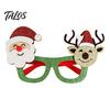 Cute Holiday Event Souvenirs Christmas Glasses, Glitter Party Glasses Frames, Novelty Elf Snowman Santa Claus Fun Festive Eyewear for Kids Reindeer