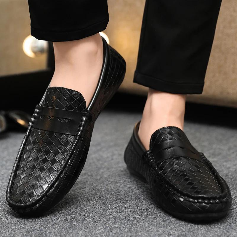 Genuine Leather Luxury Brand Italian Men Loafers MenCasual Shoes Breathable Slip on Men Driving Shoes  Moccasins Chaussure Homme