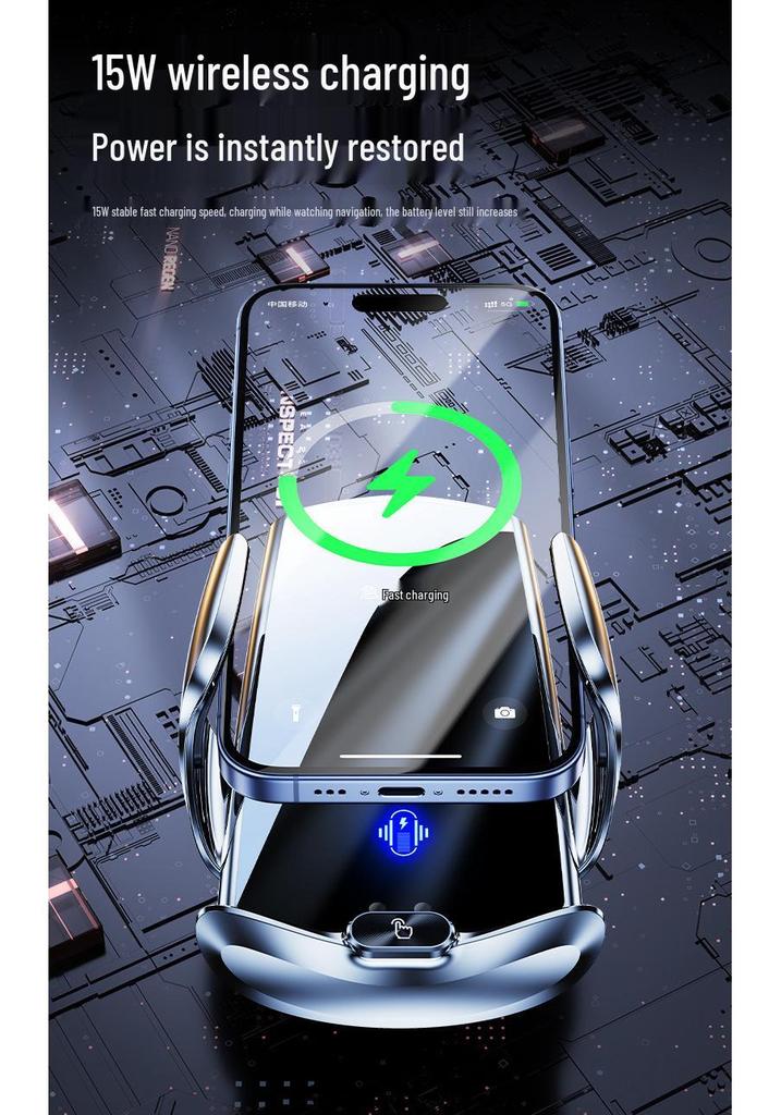 Q11 Smart Wireless Charger & Auto-Clamping Car Phone Holder - 15W Fast Charge & Universal Navigation