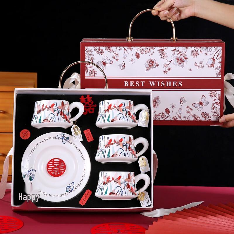 Fashion Flower Ceramic Coffee Cup & Saucer Gift Set