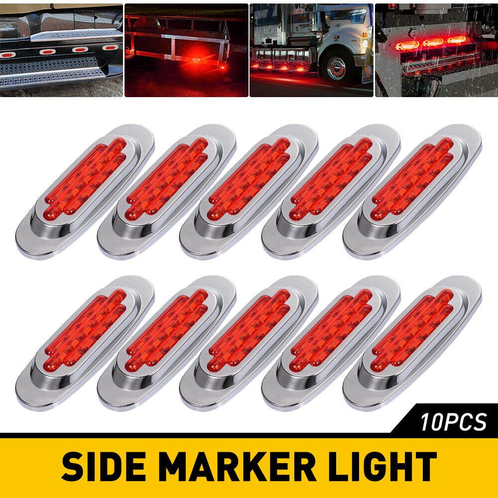 10PCS Car Lorry Warning Signal Light 16LED Truck Side Light 12V-24V Chrome Waterproof Turn Side Marker Light for Car Lamp