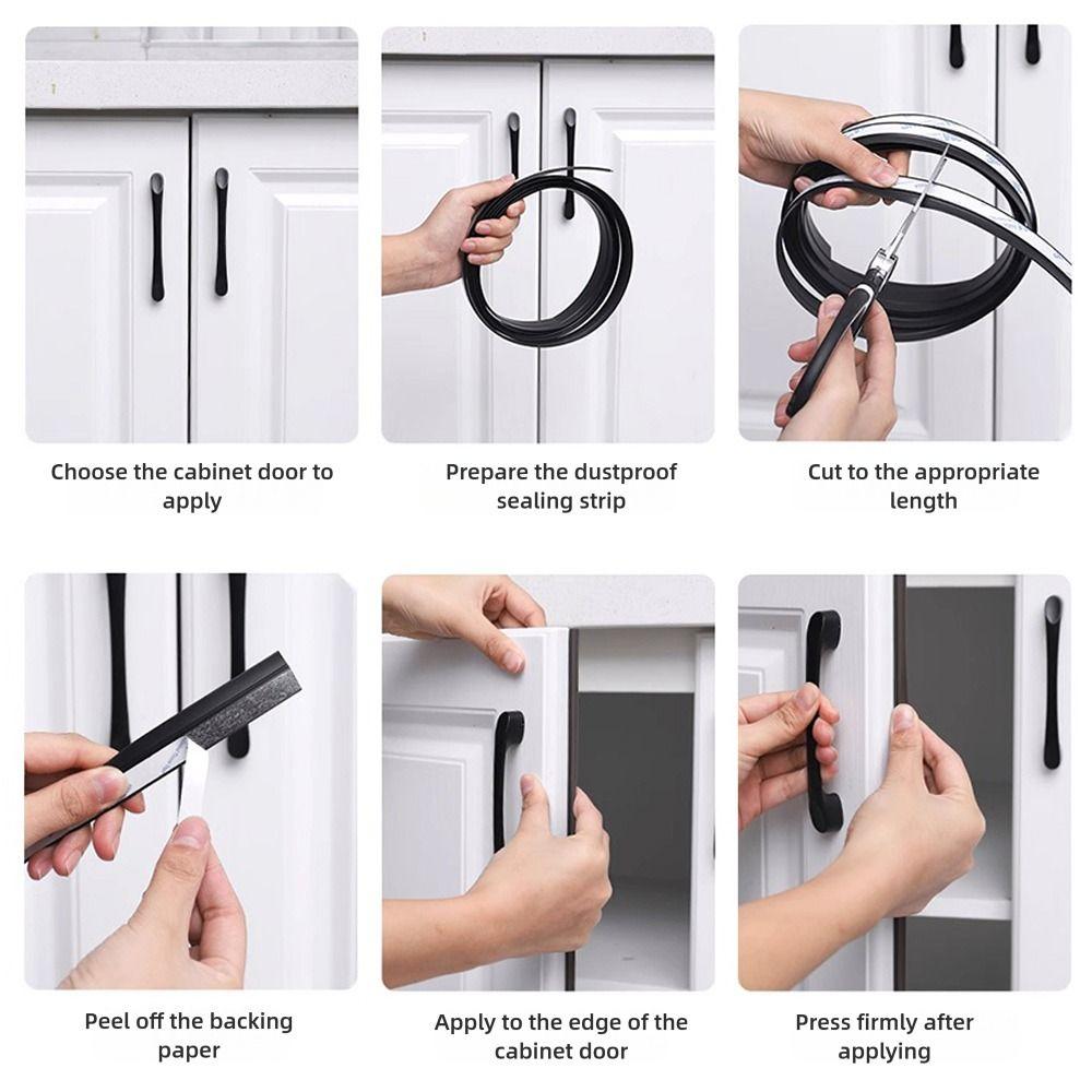 Silicone Cabinet Door Strip Self-Adhesive Blackout Strip Wardrobe Door Dust-proof Strip  Furniture