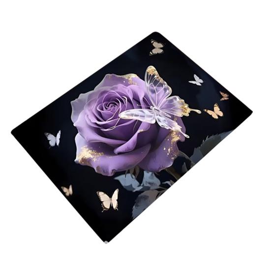 Yousheng 3D Rose Floor Mat Flower Pattern Non-Slip Bath Mat Realistic Rose And Butterflies Bathroom Rug for Entrance Bedroom Living Room