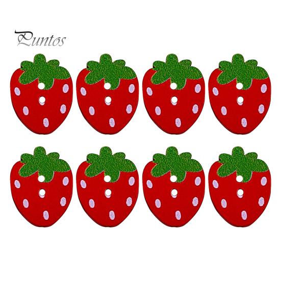 

50 шт./компл. деревянные пуговицы с 2 отверстиями, аксессуары для одежды ручной работы, красные, розовые, в форме клубники, швейные пуговицы для детской одежды красный