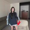 Women's Black Bowknot Long-Sleeve Loose T-Shirt with Lace Stitching - Korean Version, Perfect for Autumn.