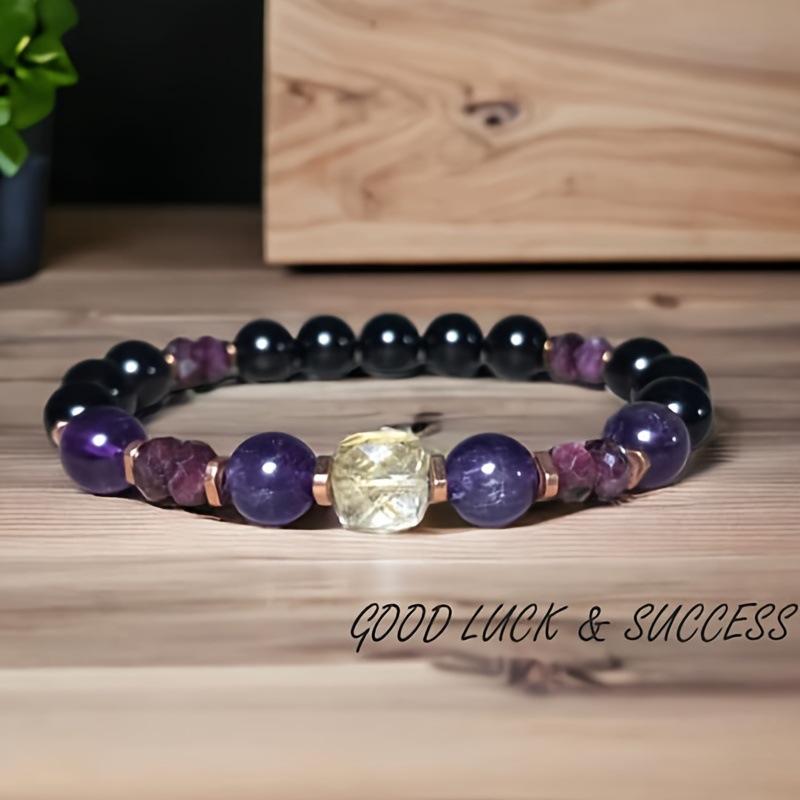 

Charm Temperament Geometry Gradient Color Natural Stone Amethyst Beaded Bracelets for Women High Quality Jewelry Accessory Gifts фіолетовий
