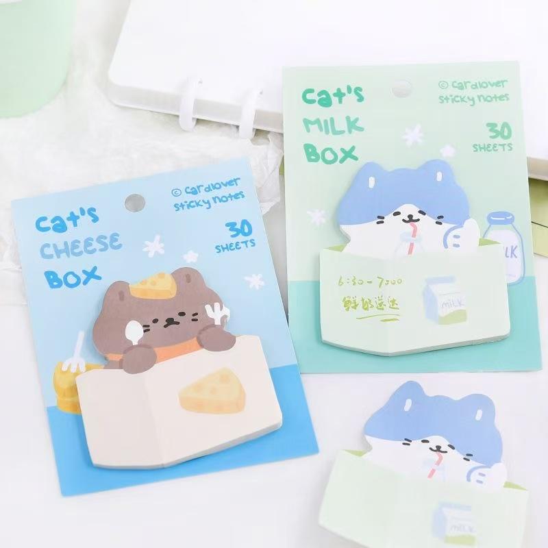 Kawai Lovely Box Kitten Cute Cartoon Animal Special Shaped Note High Value Handbook Message Office N Times Sticker Sticky Gift